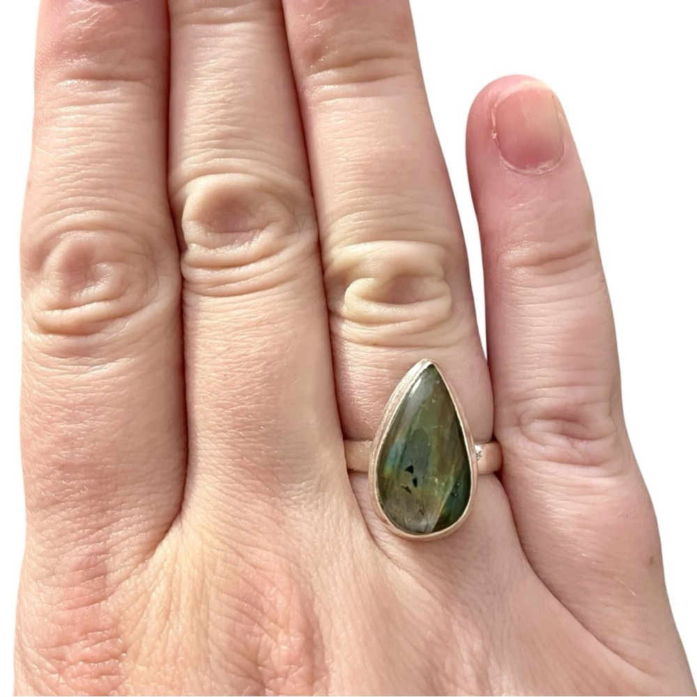 Labradorite Solid Sterling Silver 925 Ring Size 7 - image 4